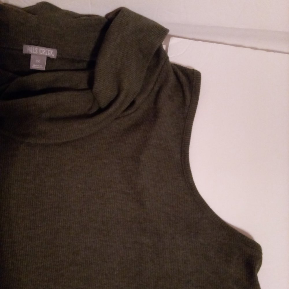 Falls Creek olive cowl neck knit top sz 1X New